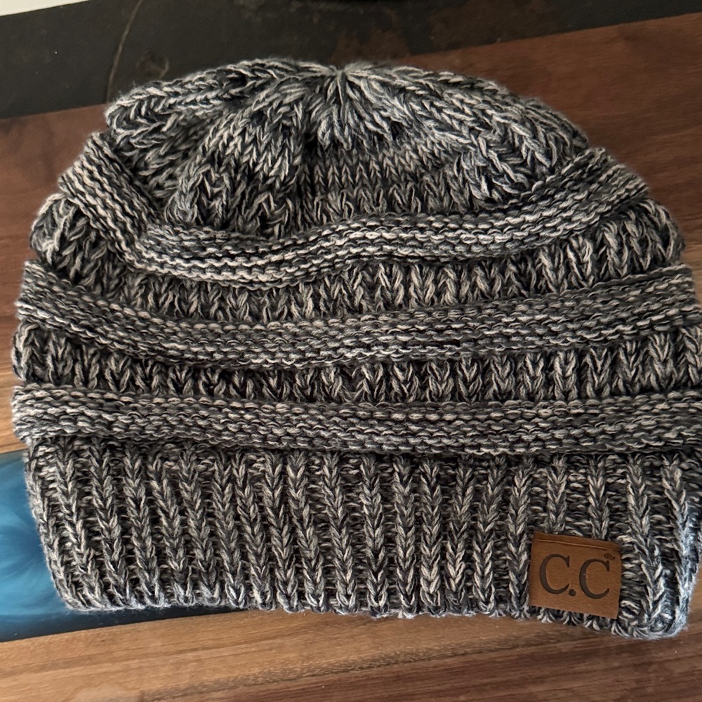 C.C Black and Gray Knit Beanie